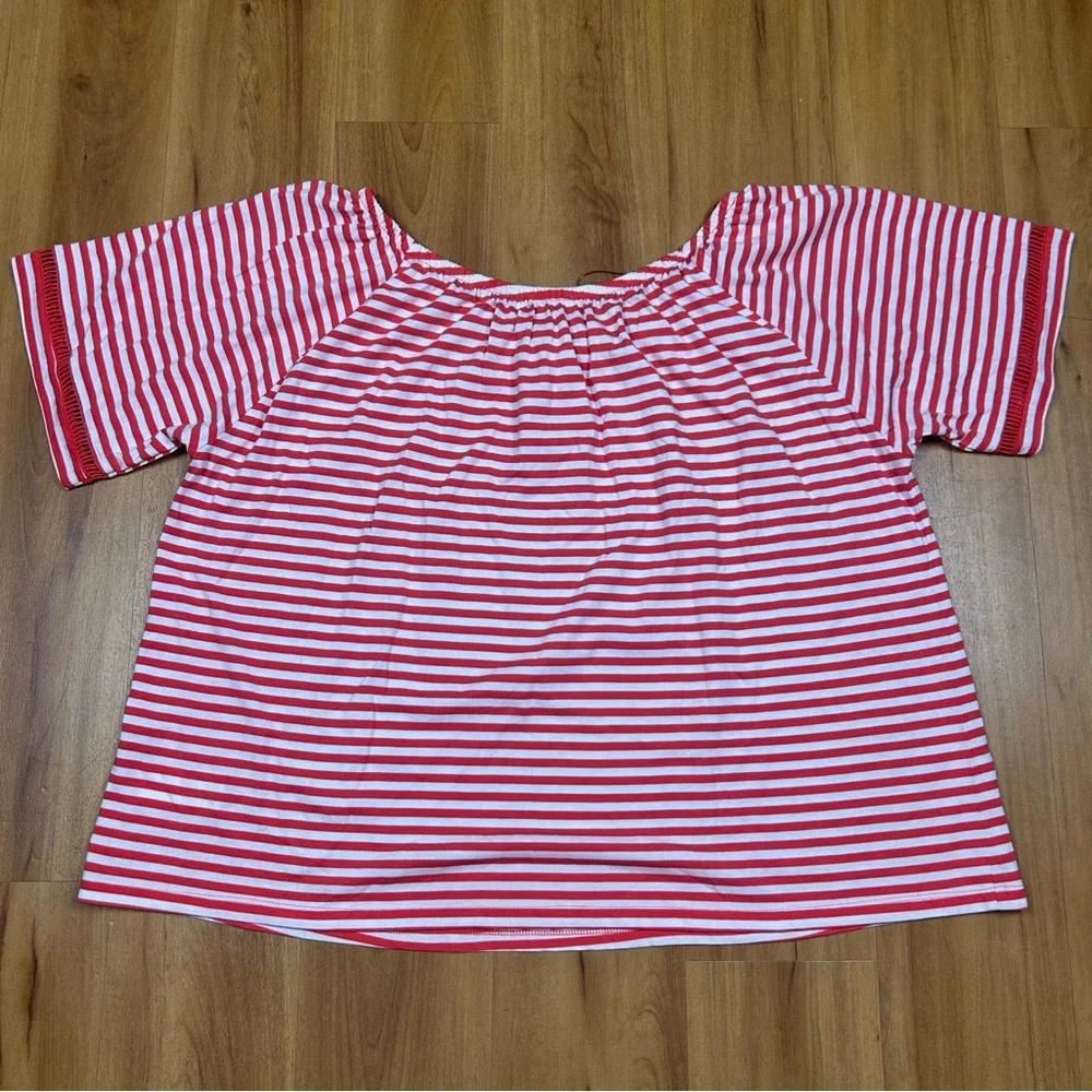 Michael Kors White and Red Boxy Short Sleeve Blouse Size‎ XL